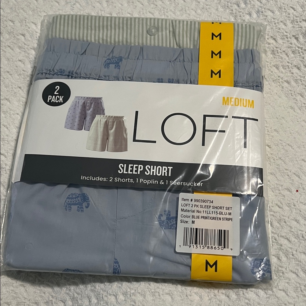 LOFT Light Blue and green Sleep Shorts Set NWT
